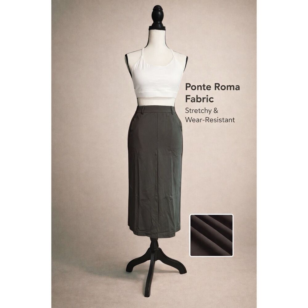 Halara Wear-Resistant High Waisted Split Midi Ponte Roma Work Skirt After Dark